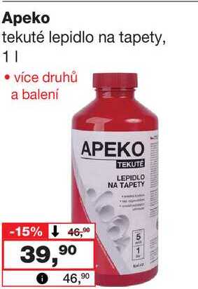 Apeko tekuté lepidlo na tapety, 1l