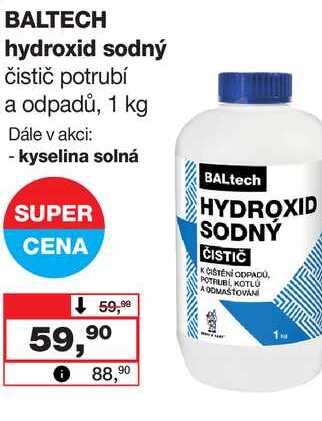 BALTECH hydroxid sodný čistič potrubí a odpadů, 1 kg 