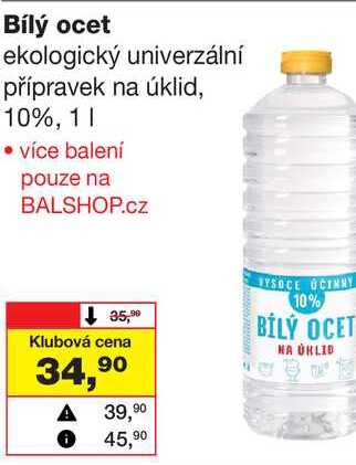 Bílý ocet ekologický univerzální přípravek na úklid, 10%, 1l