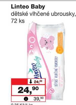 Linteo Baby dětské vlhčené ubrousky, 72 ks 