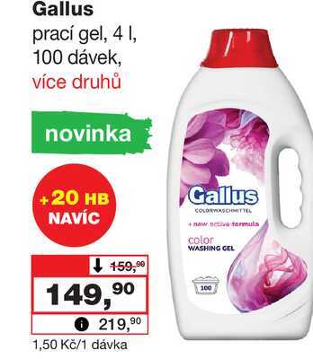 Gallus prací gel, 4 1, 100 dávek