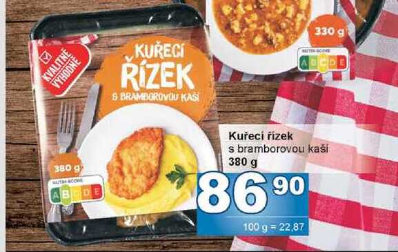 Kuřecí řízek s bramborovou kaši 380 g