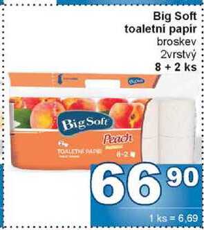 Big Soft toaletní papír broskev 2vrstvý 8+2 ks