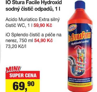IO Stura Facile Hydroxid sodný čistič odpadů, 1l