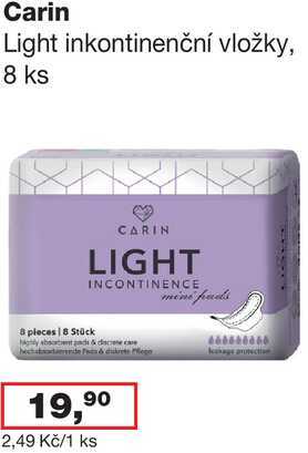 Carin Light inkontinenční vložky, 8 ks