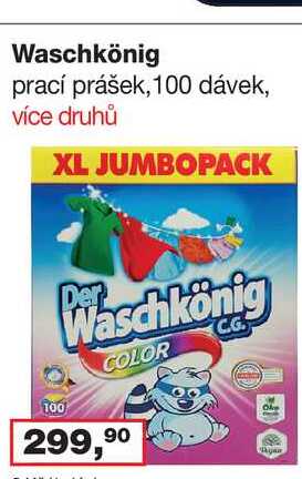 Waschkönig prací prášek, 100 dávek, více druhů 