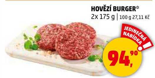 HOVĚZÍ BURGER, 2x 175 g 