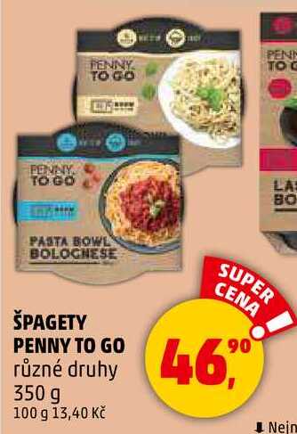ŠPAGETY PENNY TO GO různé druhy, 350 g 