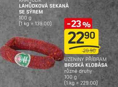 BRDSKÁ KLOBÁSA různé druhy 100g