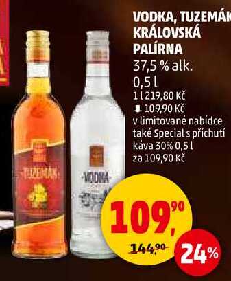 VODKA, TUZEMÁK KRÁLOVSKÁ PALÍRNA 37,5% alk., 0,5 l