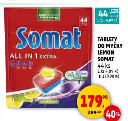TABLETY DO MYČKY LEMON SOMAT, 44 ks 