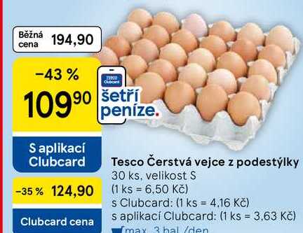 Tesco Čerstvá vejce z podestýlky, 30 ks, velikost S 