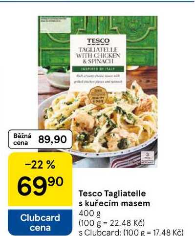 Tesco Tagliatelle s kuřecím masem, 400 g 
