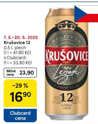 Krušovice 12, 0.5 l, plech