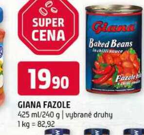 Giana fazole 425 ml/240 g vybrané druhy 