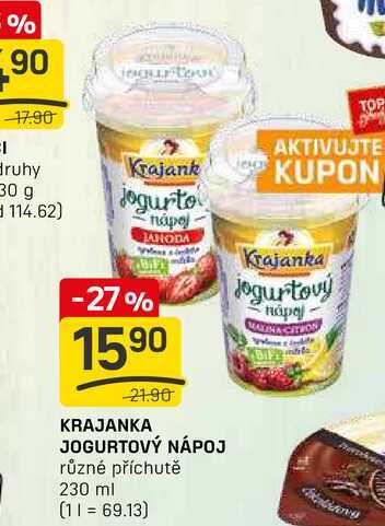 KRAJANKA JOGURTOVÝ NÁPOJ různé příchutě 230 ml