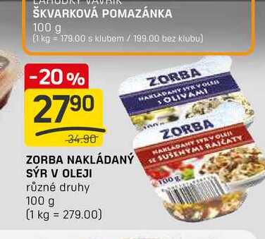 ZORBA NAKLÁDANÝ SÝR V OLEJI různé druhy 100 g 
