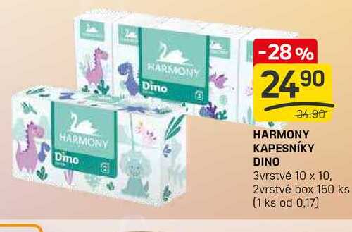 HARMONY KAPESNÍKY DINO 3vrstvé 10 x 10, 2vrstvé box 150 ks 