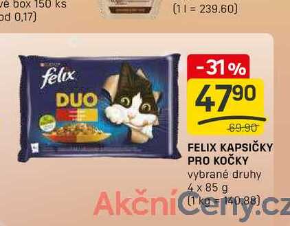 FELIX KAPSIČKY PRO KOČKY vybrané druhy 4 x 85 g