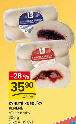 KYNUTÉ KNEDLÍKY PLNĚNÉ různé druhy 300 g 