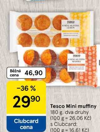 Tesco Mini muffiny, 180 g. dva druhy