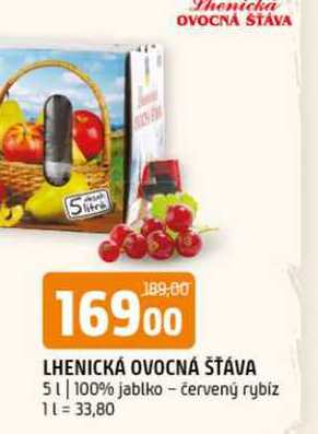 Lhenická ovocná štáva 5l 100% jablko-červený rybíz