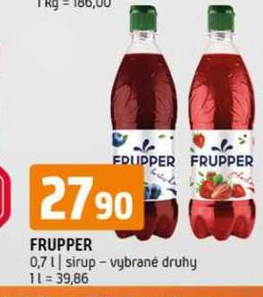 Frupper 0,7l sirup vybrané druhy 