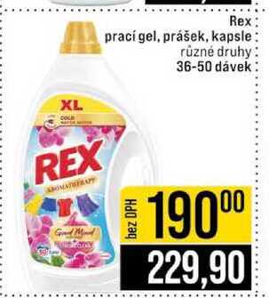 Rex prací gel, prášek, kapsle různé druhy 36-50 dávek 
