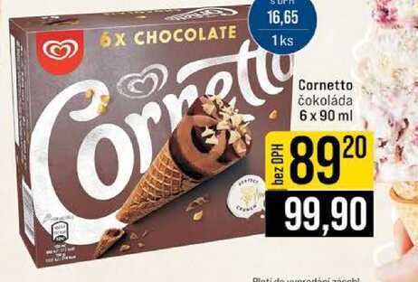 Cornetto čokoláda 6 x 90 ml