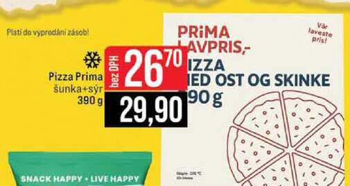 Pizza Prima šunka+sýr 390 g 