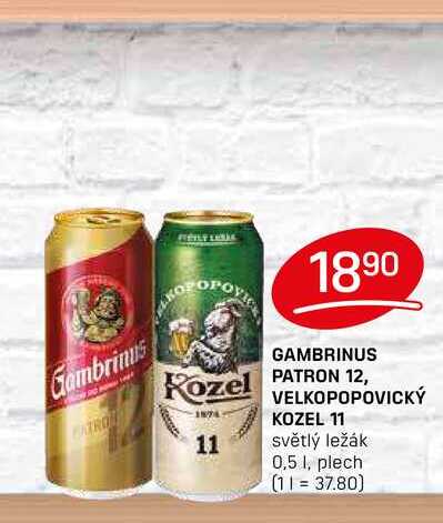 VELKOPOPOVICKÝ KOZEL 11 světlý ležák 0,5 l, plech