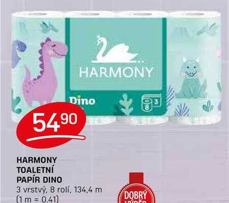 HARMONY TOALETNÍ PAPÍR DINO 3 vrstvý, 8 rolí
