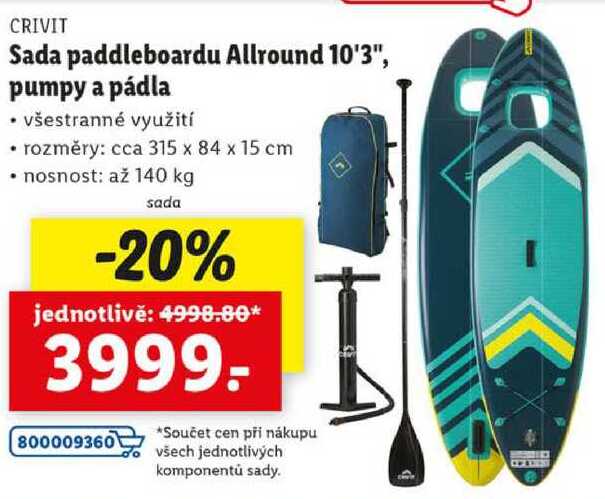 CRIVIT Sada paddleboardu Allround 10'3", pumpy a pádla 