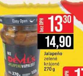 Jalapeño zelené krájené 270 g  