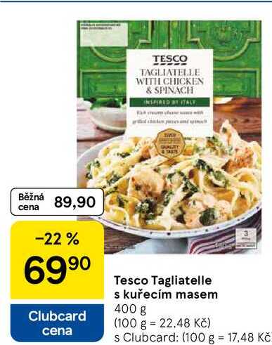 Tesco Tagliatelle s kuřecím masem, 400 g