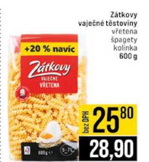 Zátkovy vaječné těstoviny vřetena špagety kolinka 600 g 