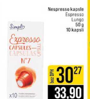 Nespresso kapsle Espresso Lungo 50 g 10 kapslí 