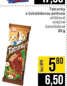Tatranky s čokoládovou polevou oříškové mléčné čokoládové 30 g 