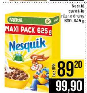 Nesquik Nestlé cereálie různé druhy 600-645g