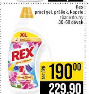 Rex prací gel, prášek, kapsle různé druhy 36-50 dávek 