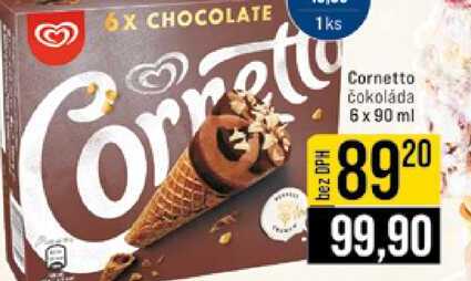 Cornetto čokoláda 6 x 90 ml 