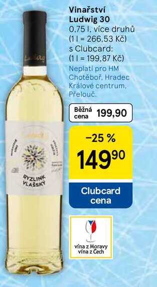 Vinařství Ludwig 30, 0.75 l, více druhů  
