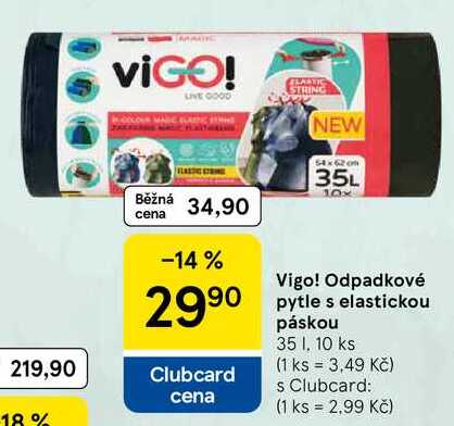 Vigo! Odpadkové pytle s elastickou páskou, 35 l, 10 ks  