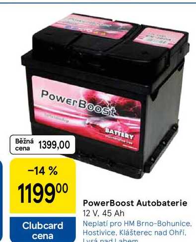 PowerBoost Autobaterie 12 V. 45 Ah 