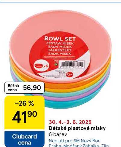 Dětské plastové misky 6 barev 