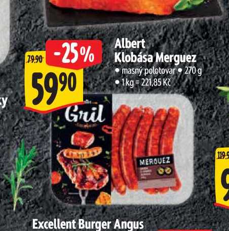 Albert Klobása Merguez  270 g