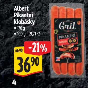 Albert Pikantní klobásky 170 g 