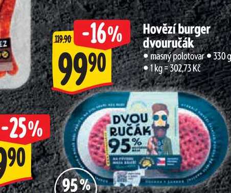 Hovězí burger dvouručák 330 g