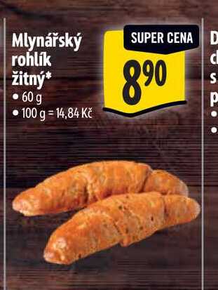 Mlynářský rohlík žitný 60 g 