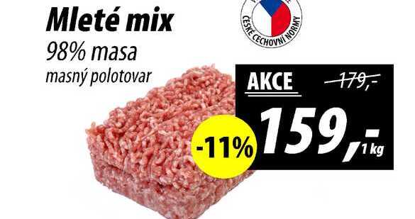 Mleté mix 98% masa masný polotovar, 1 kg 
